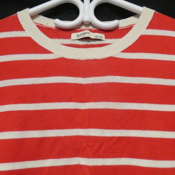 OLD NAVY | medium | striped crewneck sweater | 100% cotton | orange and cream - Picture 3 of 13